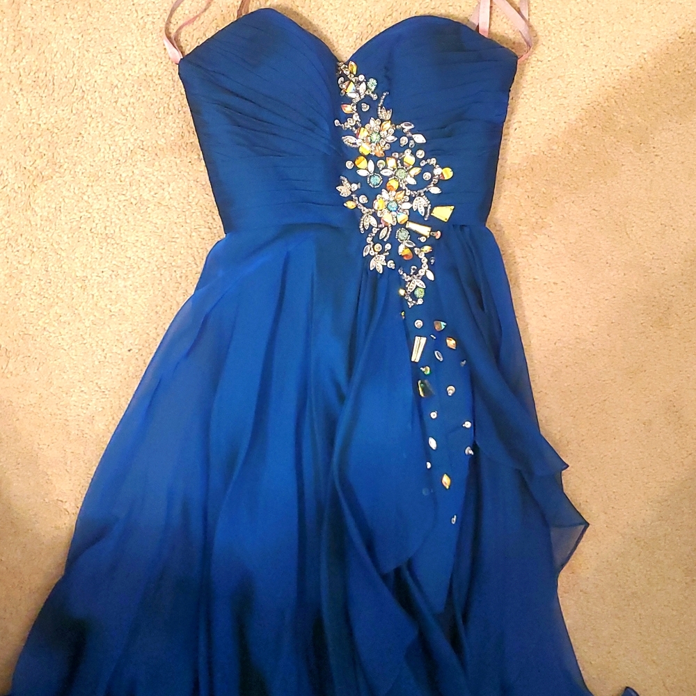 Blush prom cocktail with floor length sheer bottom